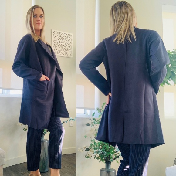 🍁 Napa Valley Vegan Suede Coatigan Navy - Picture 2 of 7